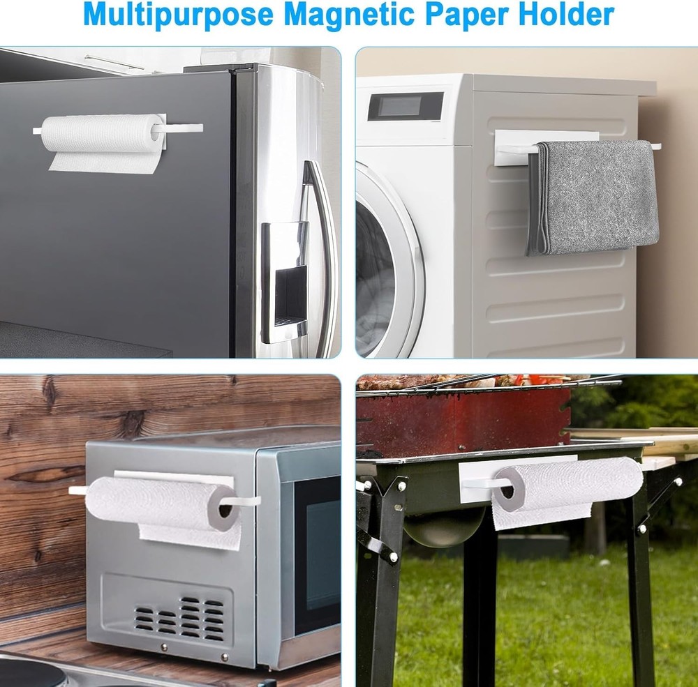 Space-Saving Magnetic Paper Towel Rack - No Drilling, Easy to Install (2 Pack)