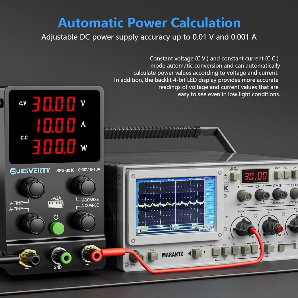 DC Power Supply Variable, 0-30V 0-10A Adjustable Switching DC Regulated Bench Po