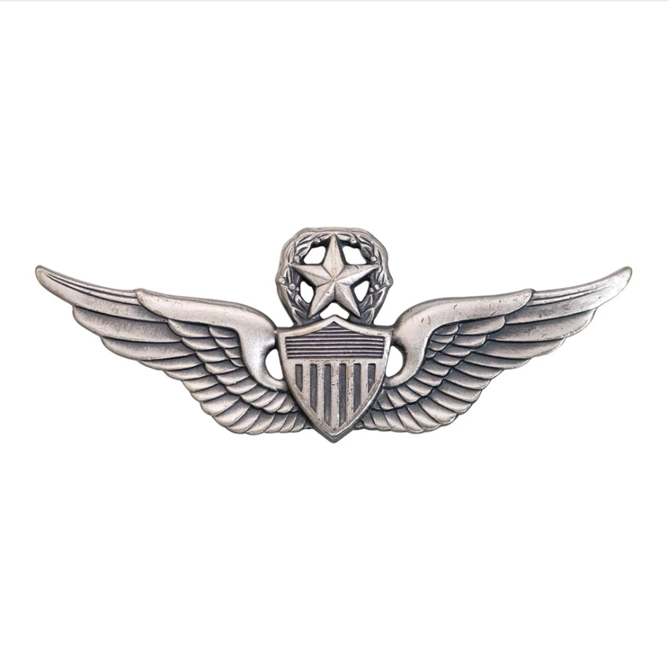 GENUINE U.S. ARMY BADGE: MASTER AVIATOR - REGULATION SIZE, SILVER OXIDIZED