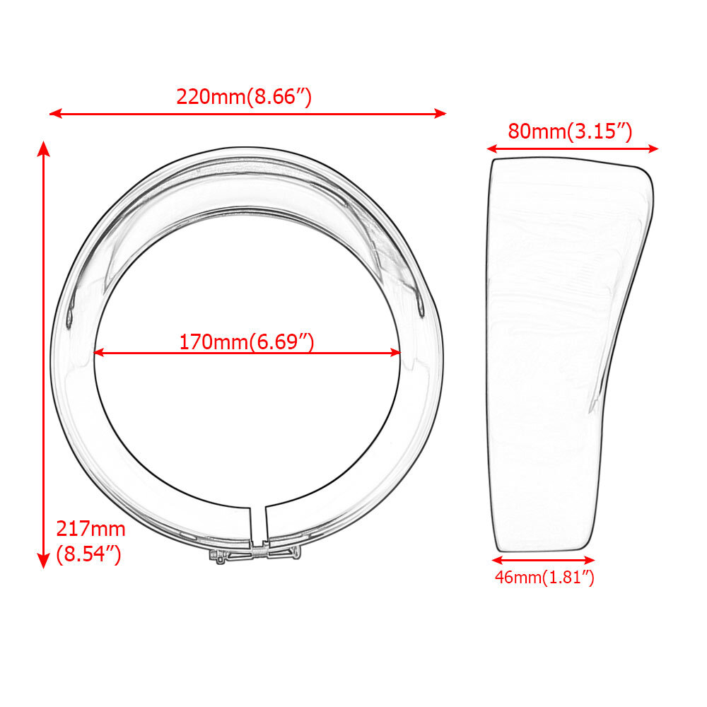 Chrome 7" Headlight Trim Light Ring Visor Bezel for Harley CVO Road King Softail