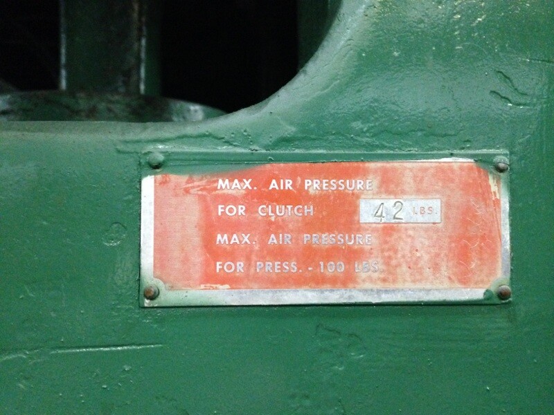 50 TON BLISS MODEL S2-50 STRAIGHT SIDE DOUBLE CRANK PRESS: YODER #19490