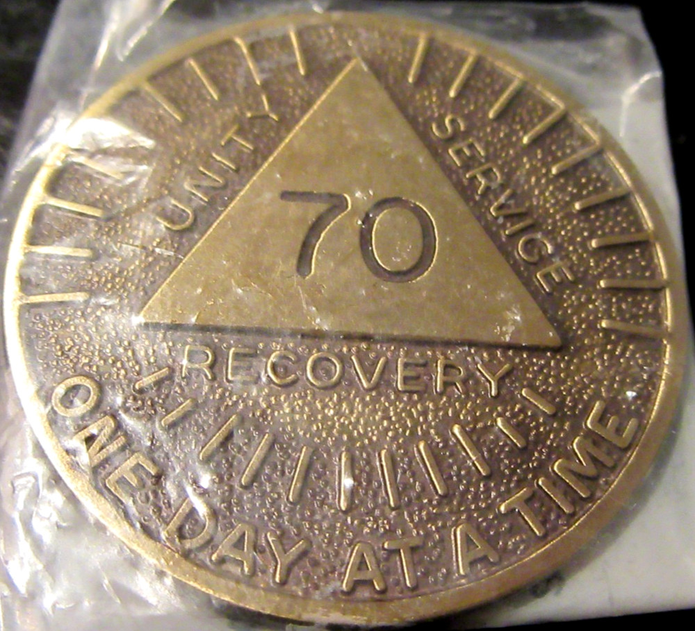 Alcoholics Anonymous AA 70 Year Sunshine Bronze Medallion Token Chip coin