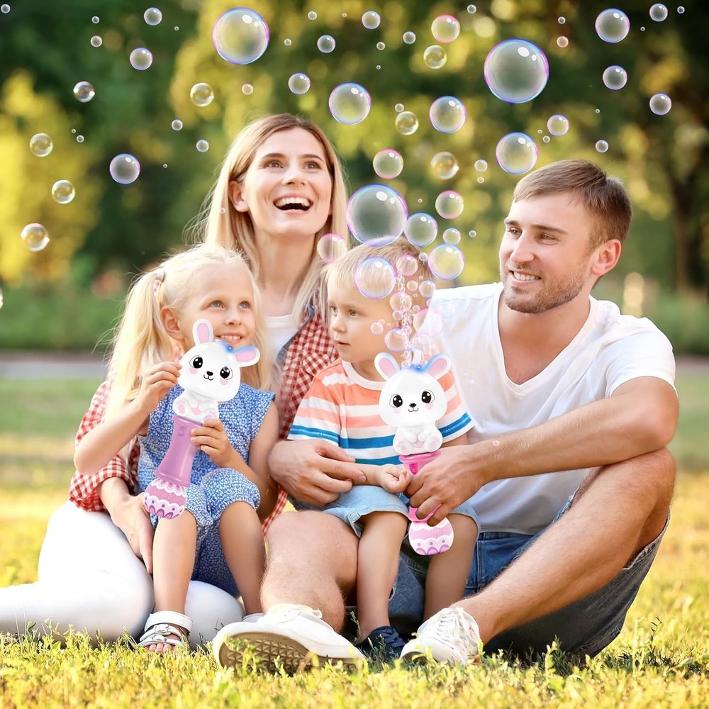 2 Pack Bubble Wands for Kids, 11.2 inch Automatic Bubble Blower with Light fo...