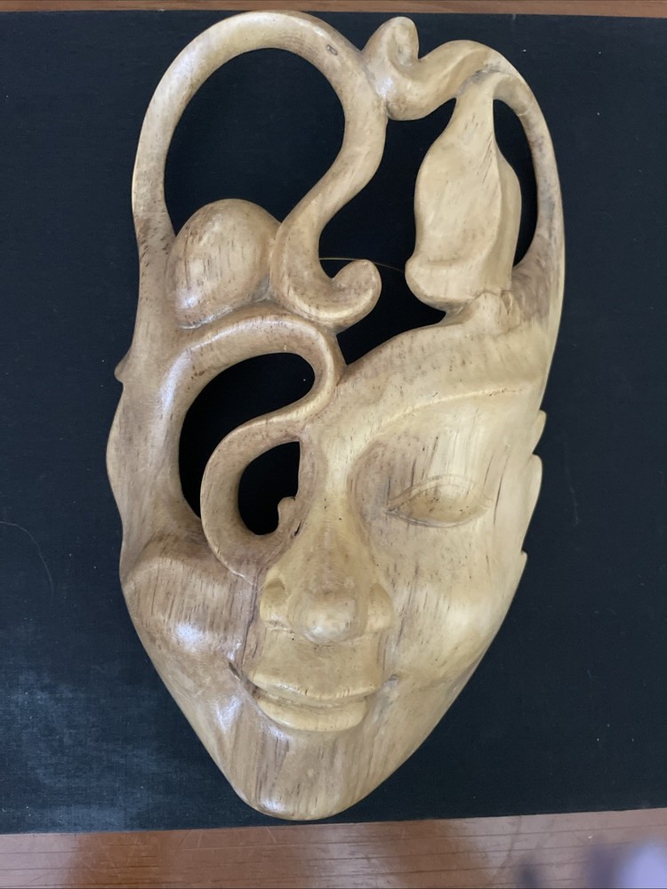 Handcrafted Abstract wooden mask wall art