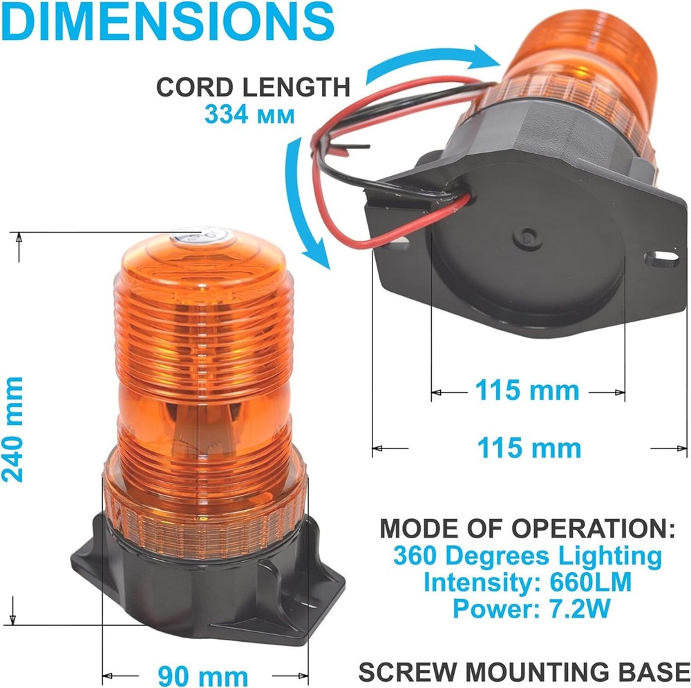 30-LED 360 Degrees 12-110V Amber Beacon Warning Light for Cushion Forklift Linde