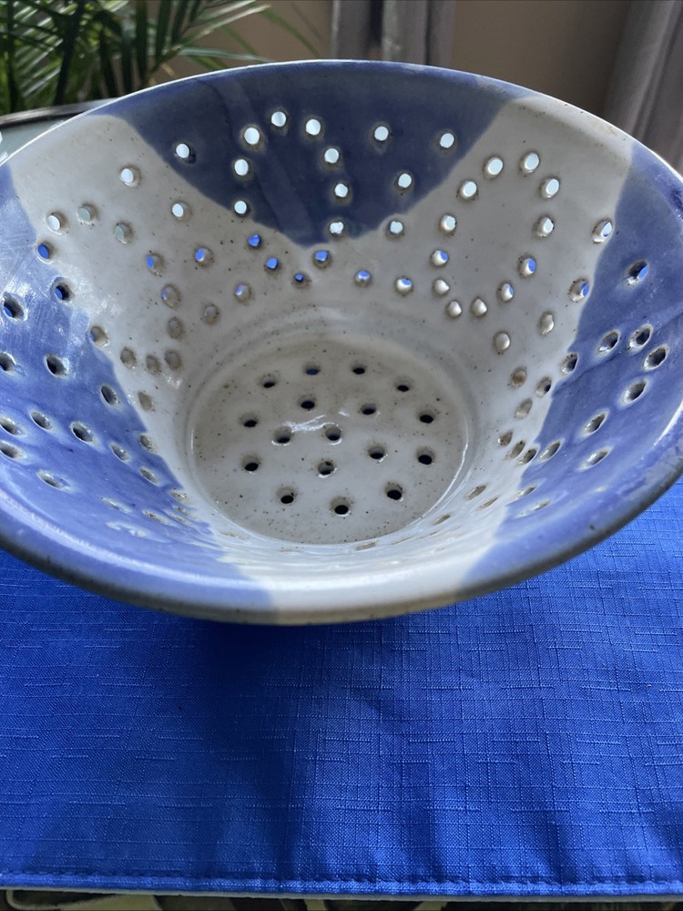Vintage Drip Glazed Berry Colander Strainer Bowl