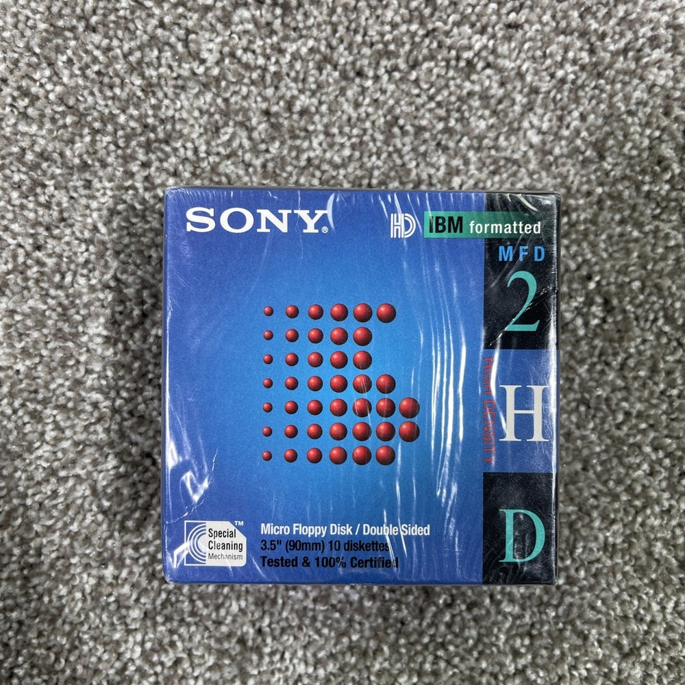 Sony IBM Formatted MFD 2HD Double Sided 3.5" Micro Floppy Disk 10 Pack NEW