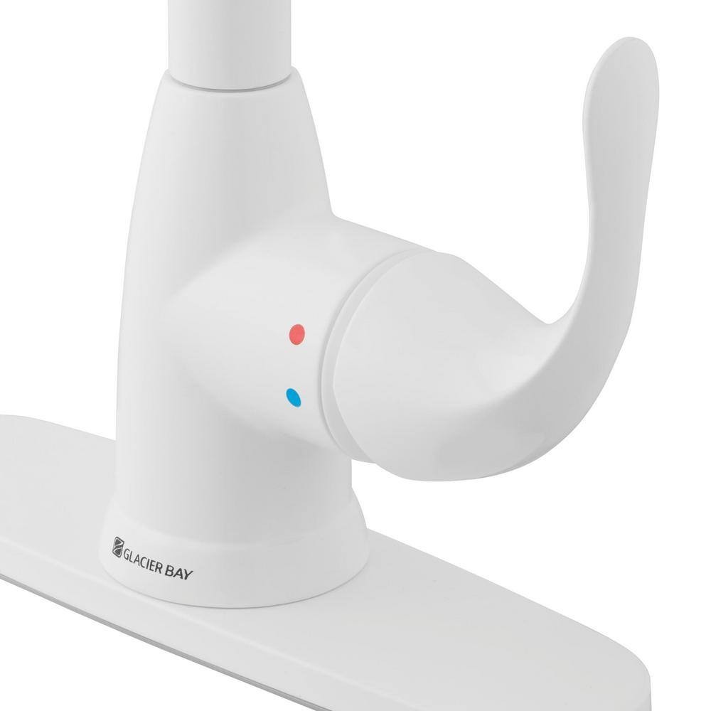 GLACIER BAY White Kitchen Faucet 1-Handle Pull-Down Drip-Free 2-Sprayer Mode NEW