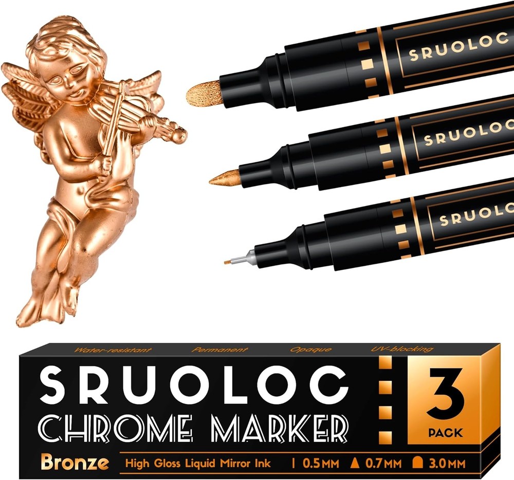 3Pcs Liquid Chrome Paint Markers, Oil-based Permanent Chrome Maker, Gloss Mirror