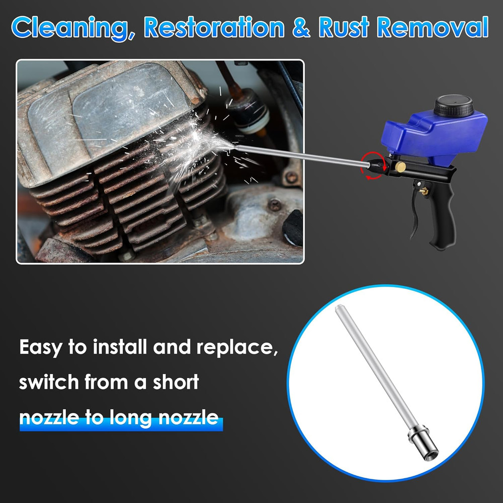 Feekoon Sand Blaster Long Nozzle Attachment, Sandblasting Nozzle Tip Adapter for