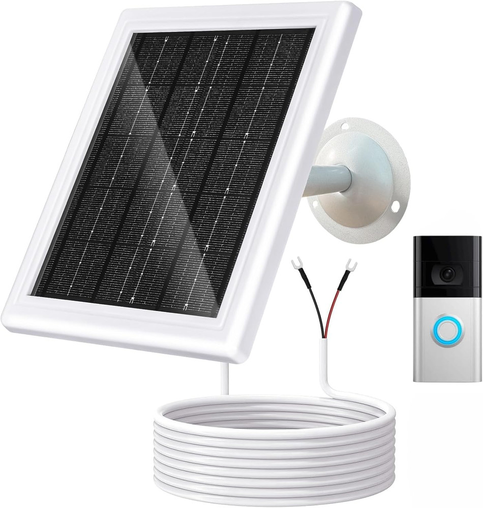 Ring Solar Charger 5W 12VAC Compatible with Ring Video Doorbell 3/3+/4, Battery