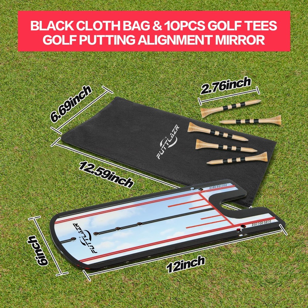 Golf Putting Mirror with 6 Tees, Putting Mirror Training Aid for Golf Practic...
