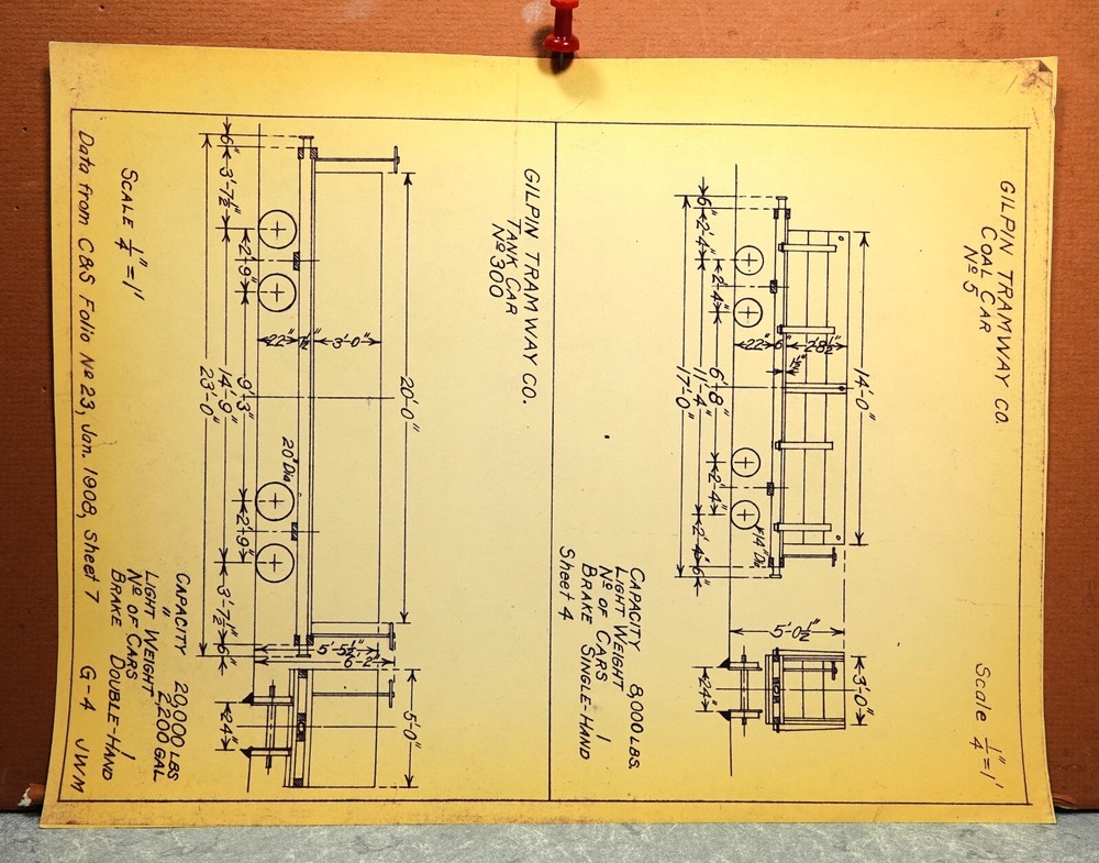 O SCALE BUILDING PLAN SHEET GILPIN TRAMWAY Co. COAL CAR # 5