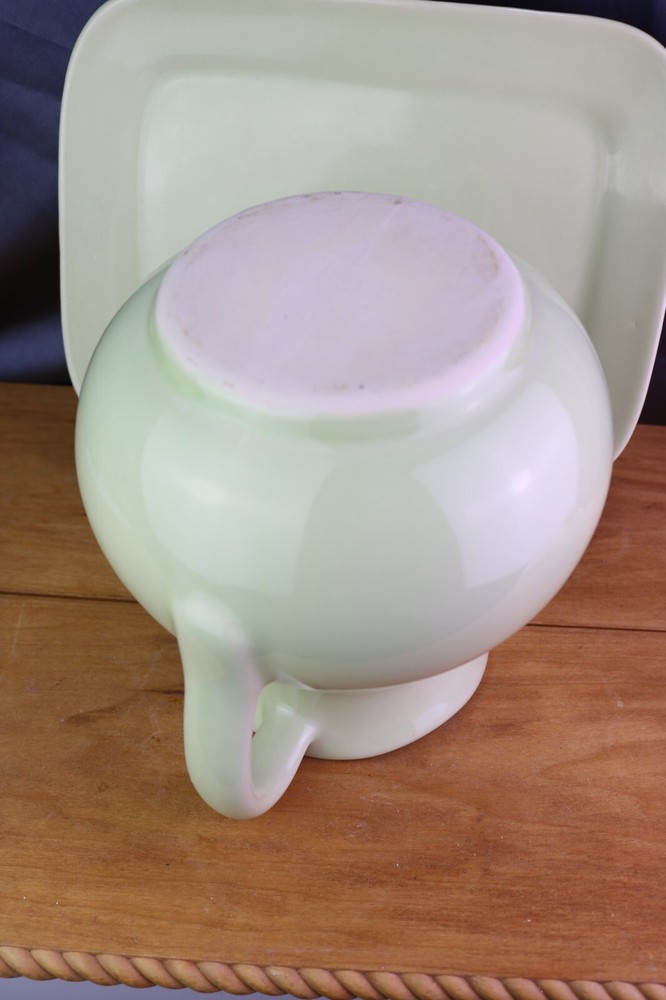 Hartstone Chartreuse Smooth Pitcher Sugar Bowl Lid Rectangle Tray Dinnerware USA