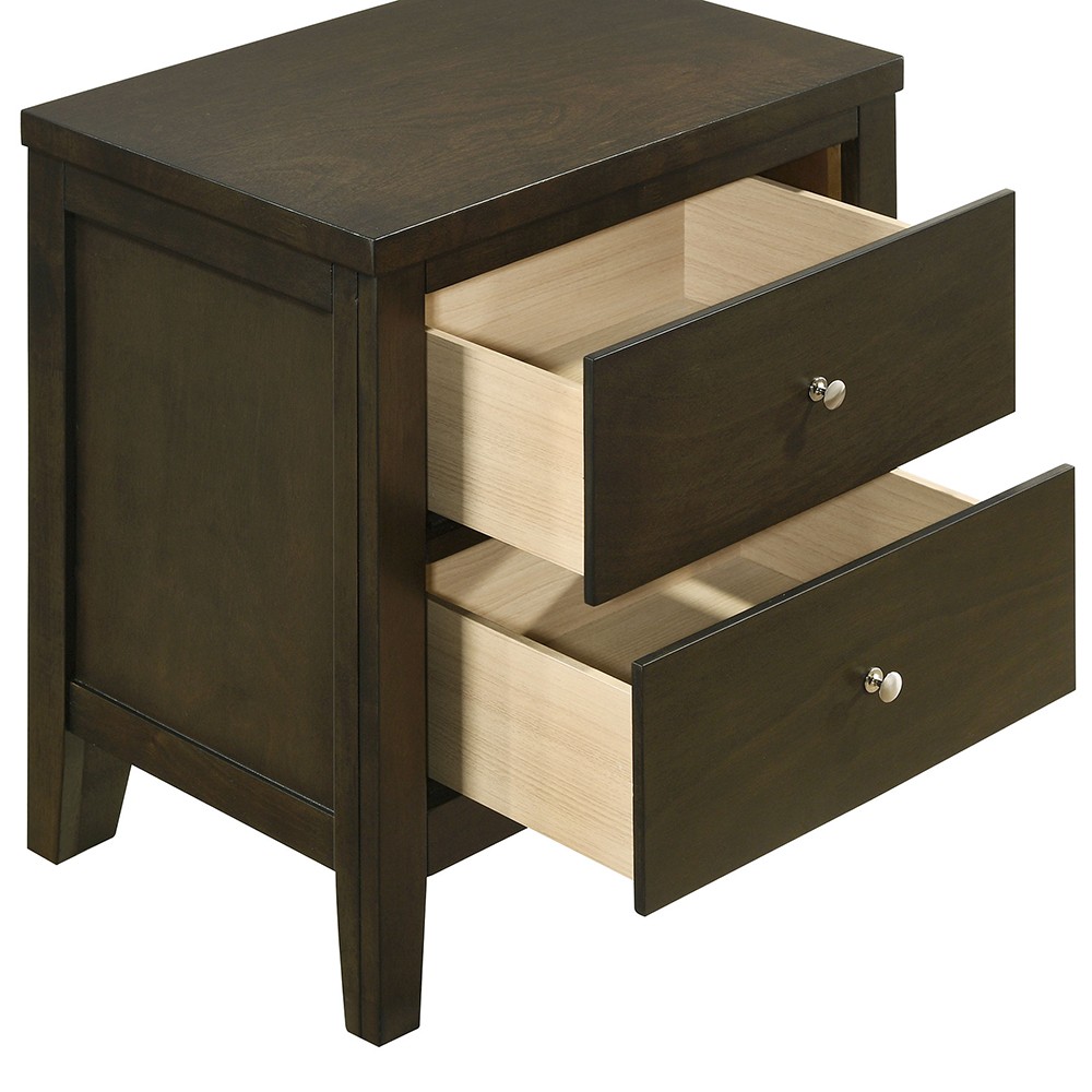 Dark Cocoa Nightstand, 2-Drawer Bedside Table, Modern Storage Cabinet