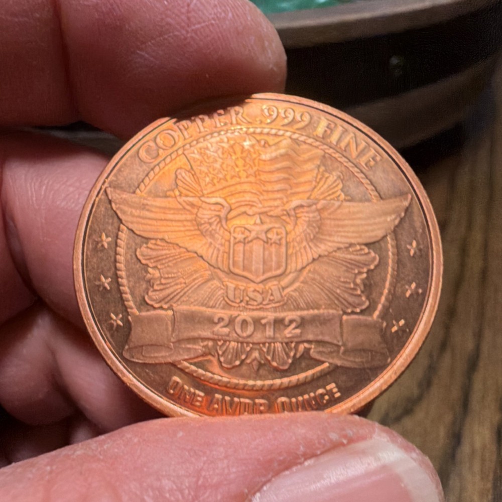 2012 Dated AVDP Ounce .999 Copper Mercury Dime Design