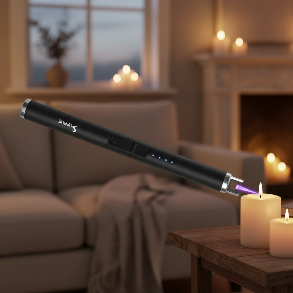 Elegant Electric Candle Lighter with LED Indicator - Safe, Windproof & Compact