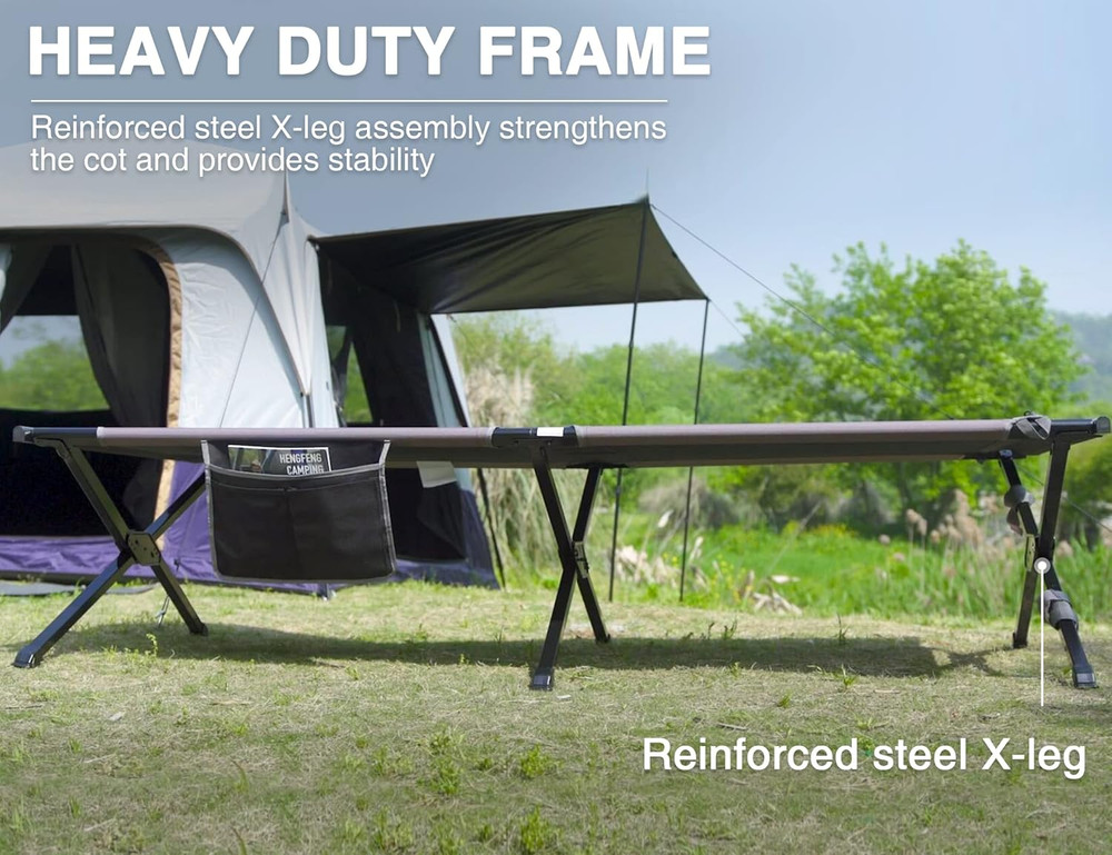 Extra Wide Camping Cot for Adults Oversized XXL Sleeping Cots Folding Cot Bed wi