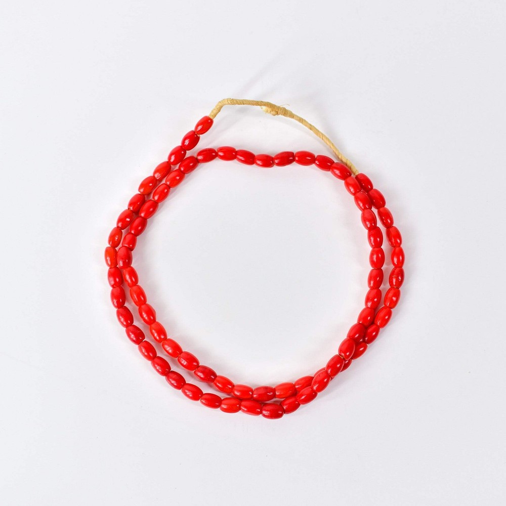 Bohemian Rice Molded Red Trade Beads
