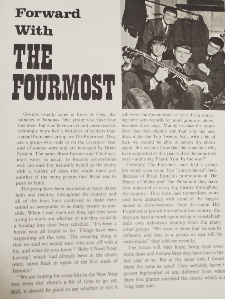 Sk261 Ephemera 1966 Pop Article The Fourmost