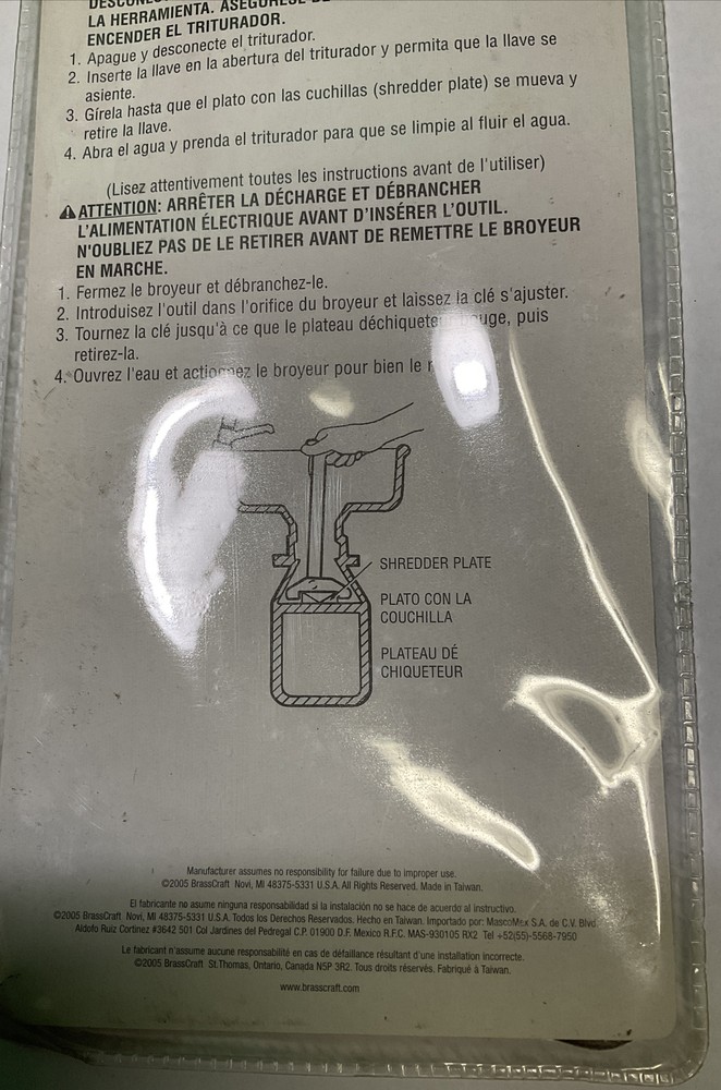 2005 New BRASSCRAFTGarbage Disposal Wrench T164