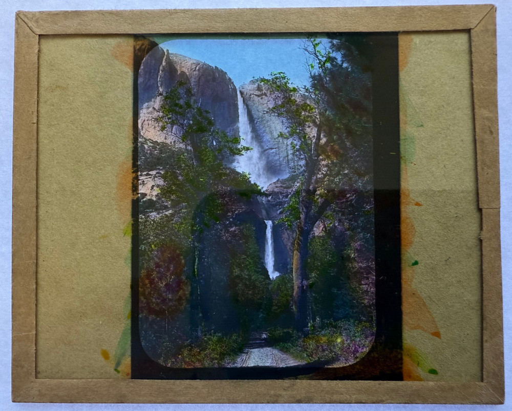 MAGIC LANTERN SLIDE COLOR YOSEMITE FALLS SO. PAC. RR 1910s
