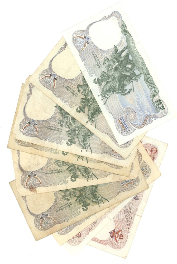 Assorted Thailand Baht Notes - 570 Baht Face Value (62340)