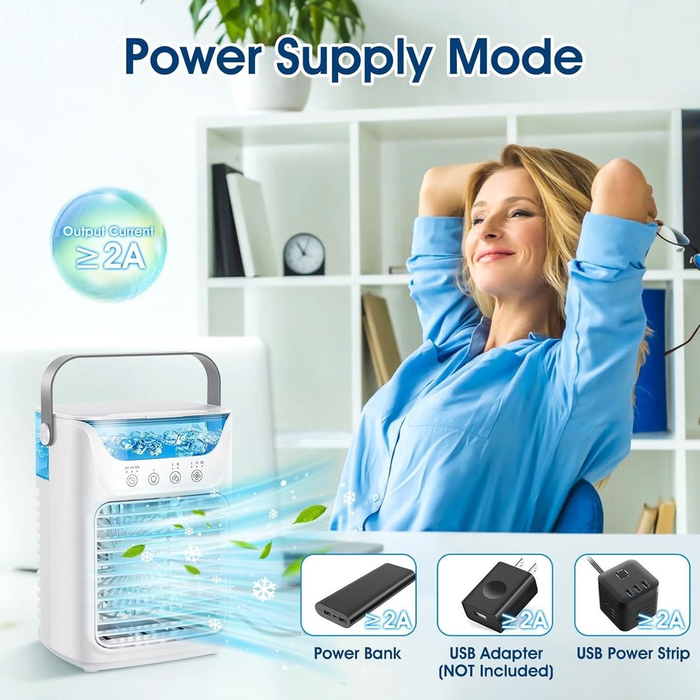 Compact Personal Air Cooler with Adjustable Speeds & USB Power for Home & Office