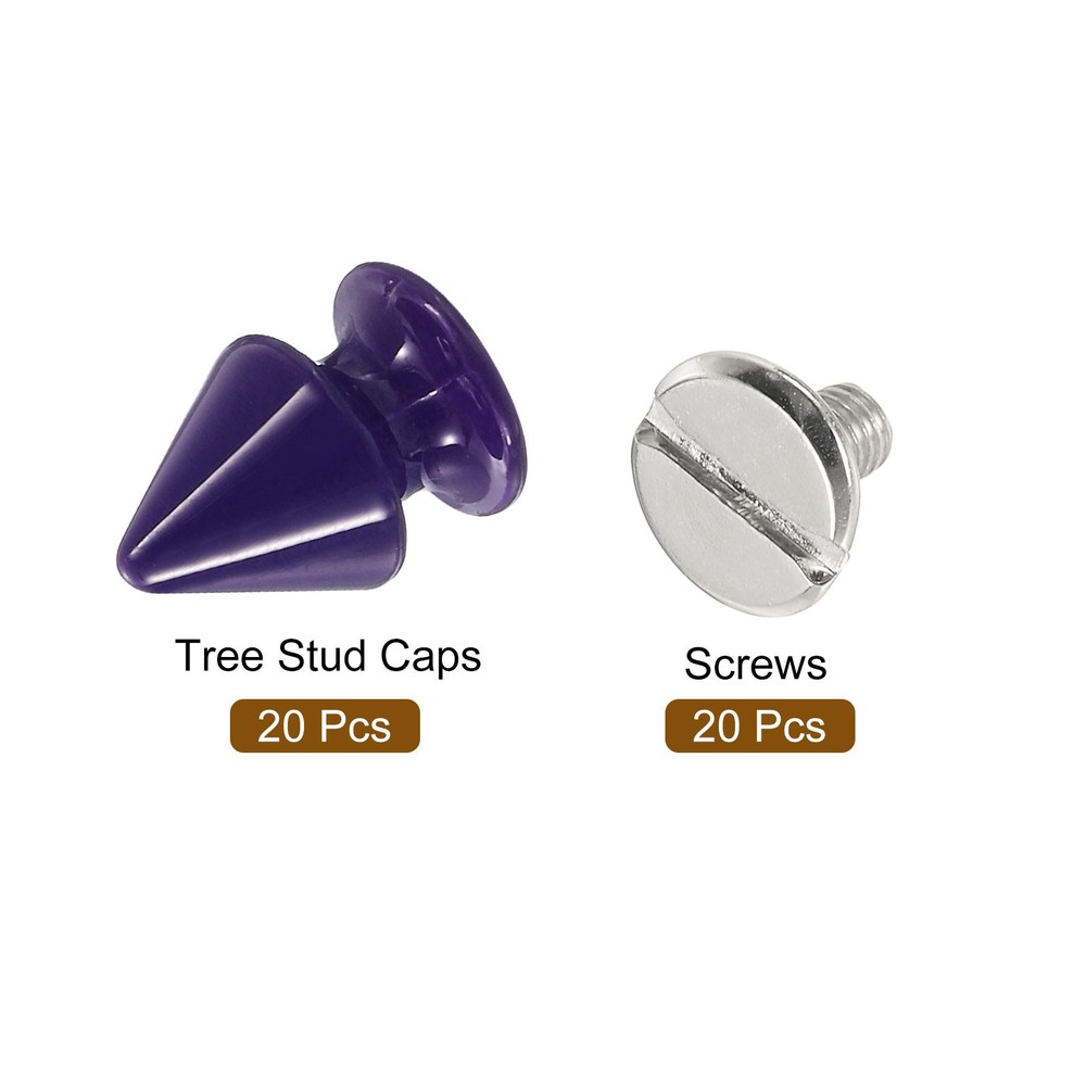 20Sets Cone Spike Stud Rivet,12mm Tree Studs and Spikes Deep Purple