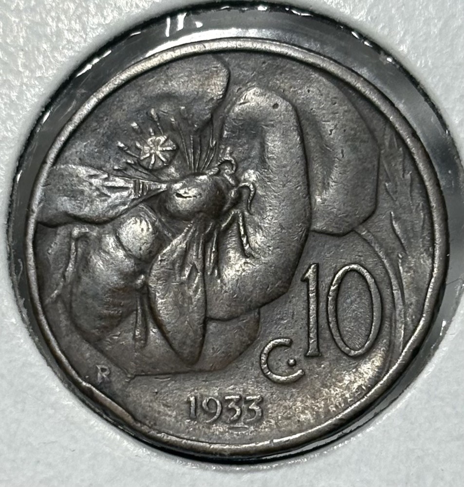 1933 Italy 10 Centesimi Ten