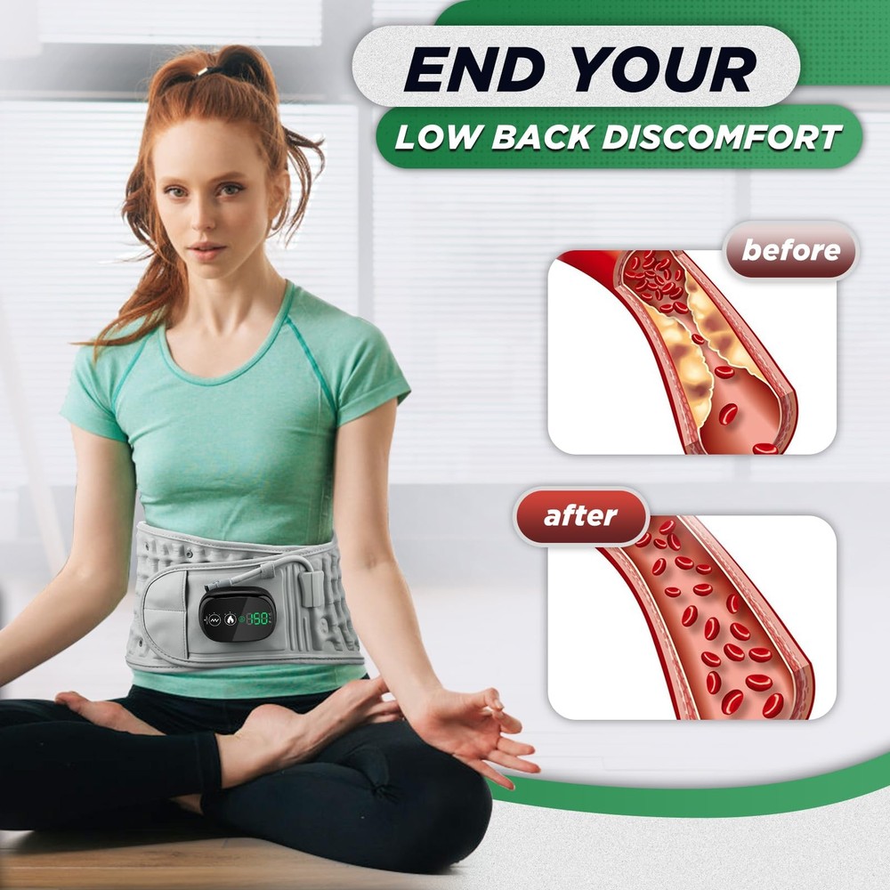 ERHIVORA Decompression Back Belt with Red Light Heating and Massage, Grey