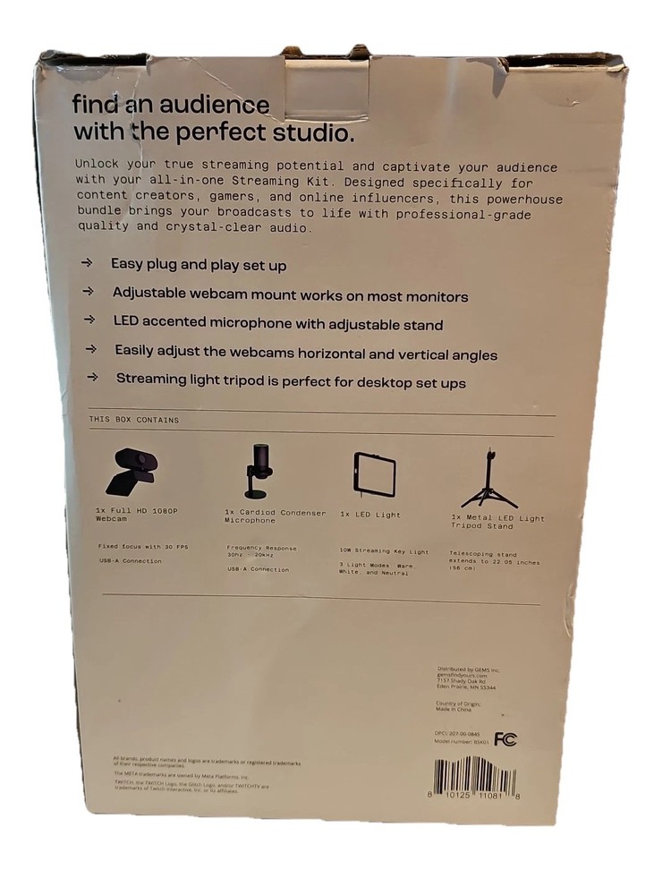 North Complete Creator Streaming Kit Webcam Mic Light USB New Box Damage