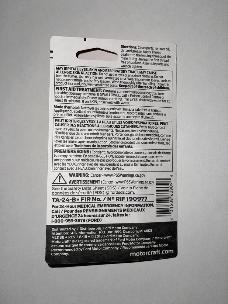Ford Motorcraft Thread Sealant with PTFE