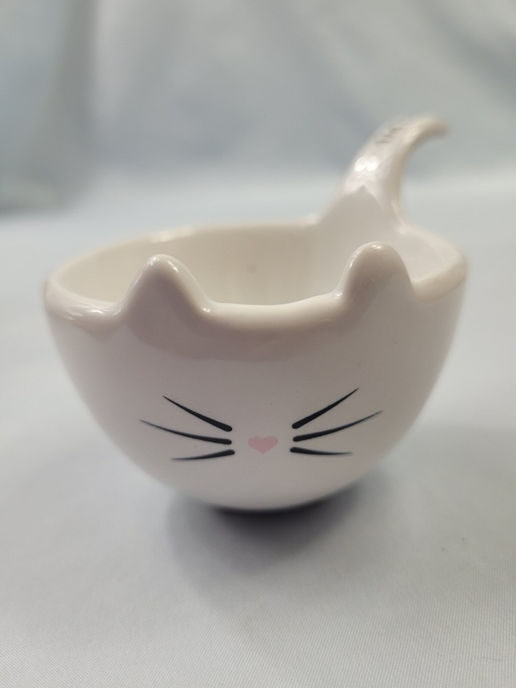 White Kitty Cat Nesting Stackable Measuring Cups 1 Cup, 1/2, 1/3, 1/4 EUC. 32