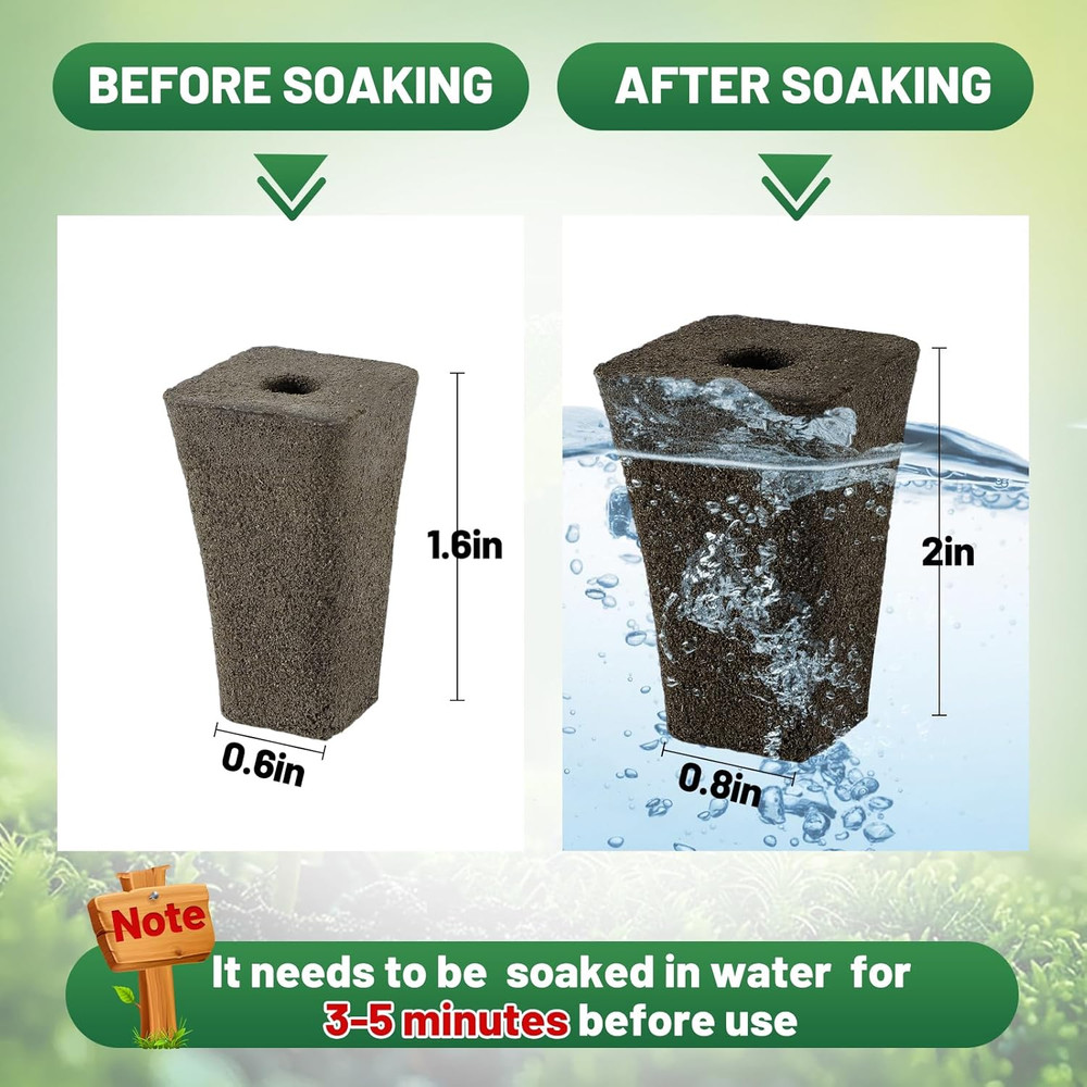 50 Pack Seed Starter Plugs Peat Moss Rooting Sponges Hydroponic