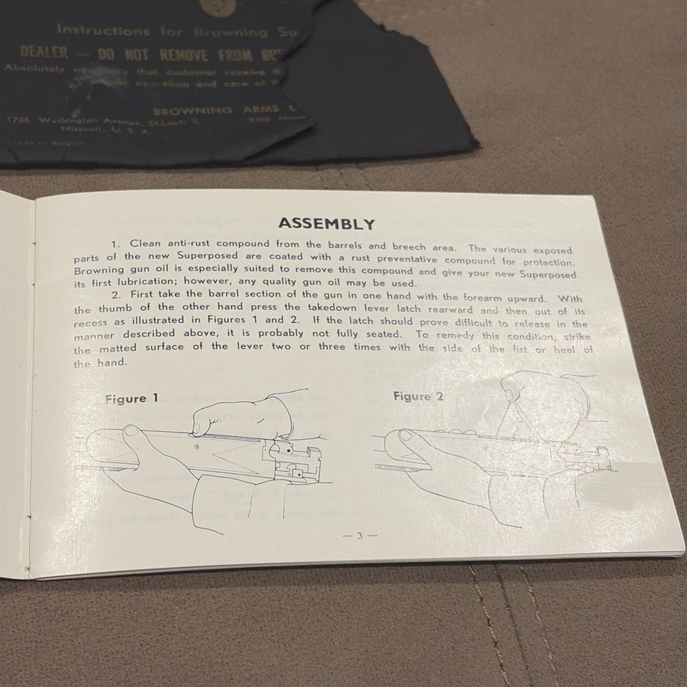 BROWNING SUPERPOSED SHOTGUN MANUAL BOOKLET