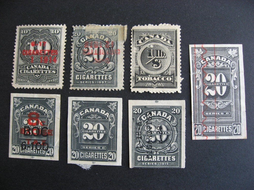 Canada 7 different Cigarette stamps used