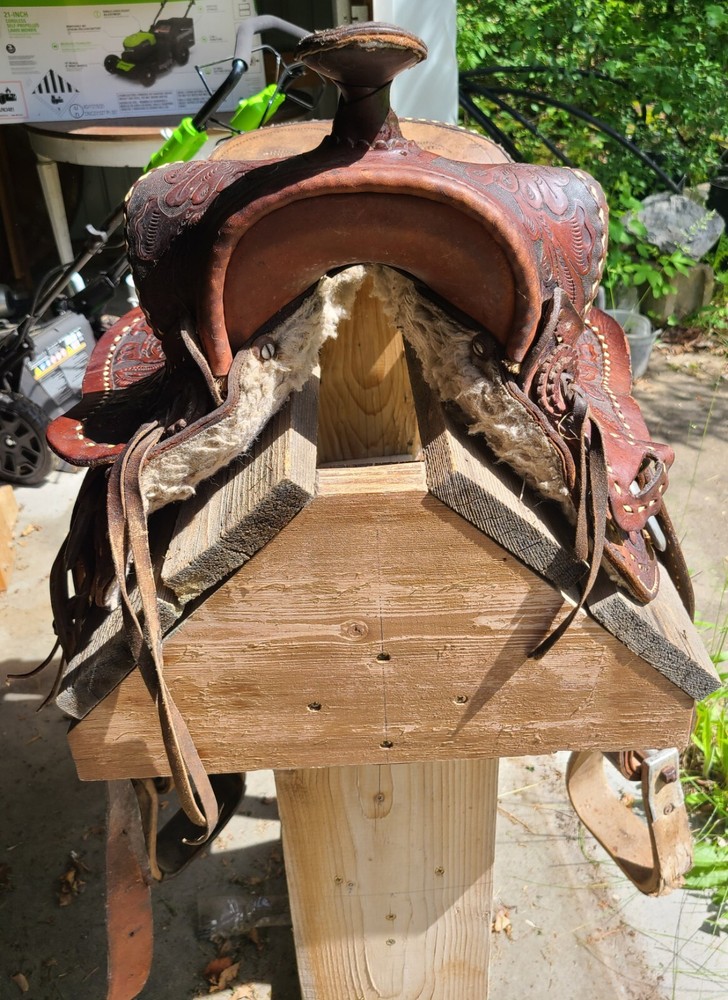 14.5" Tooled Western Saddle Brown