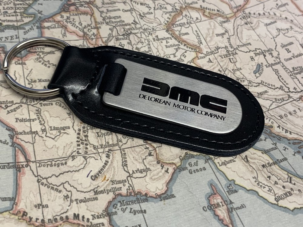 DELOREAN DMC Key Ring Etched and infilled On Leather