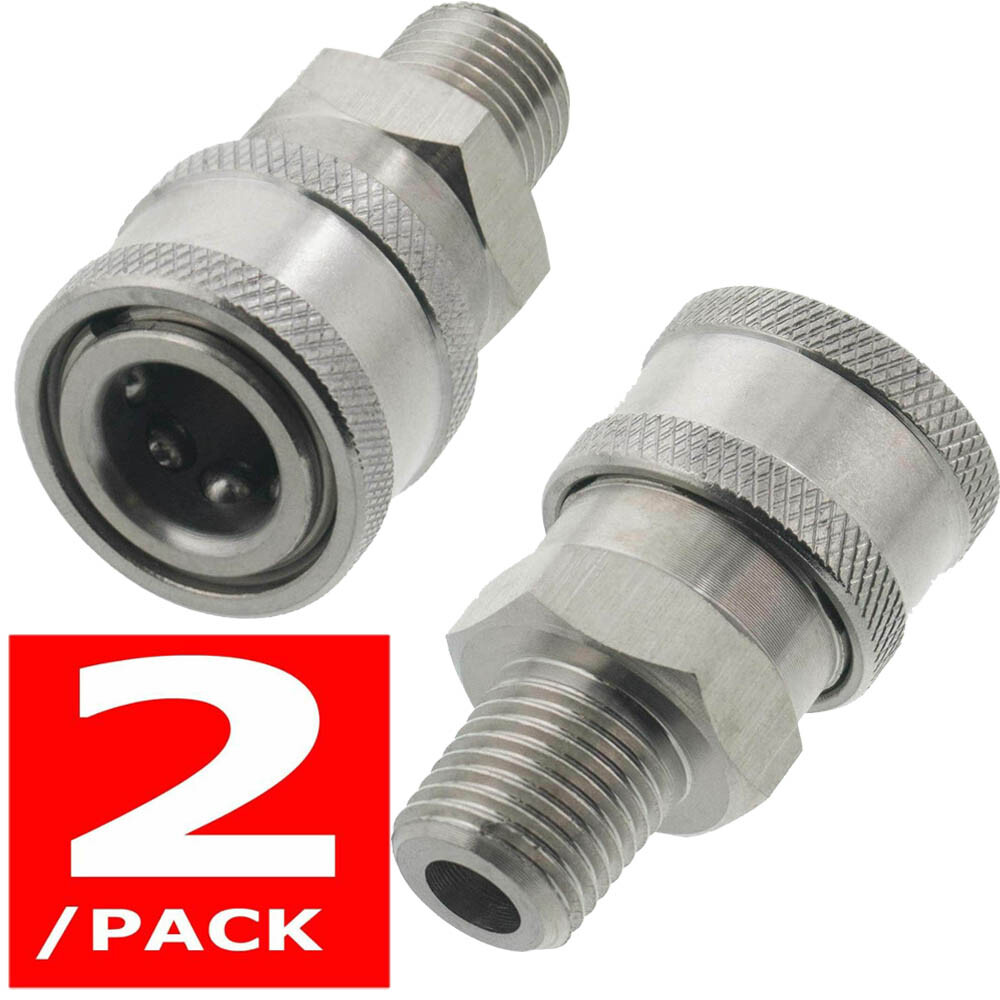 Stainless Steel Pressure Washer 1/4" NPT Male Quick Connect Socket Coupler 2pcs