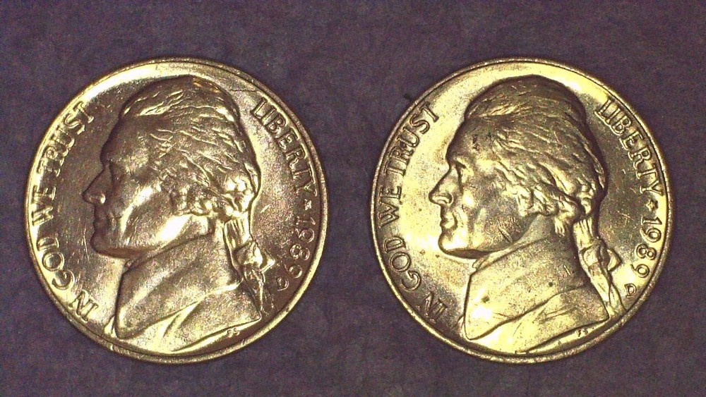 1989 D Jefferson Nickel  (2 Coins) (D877)