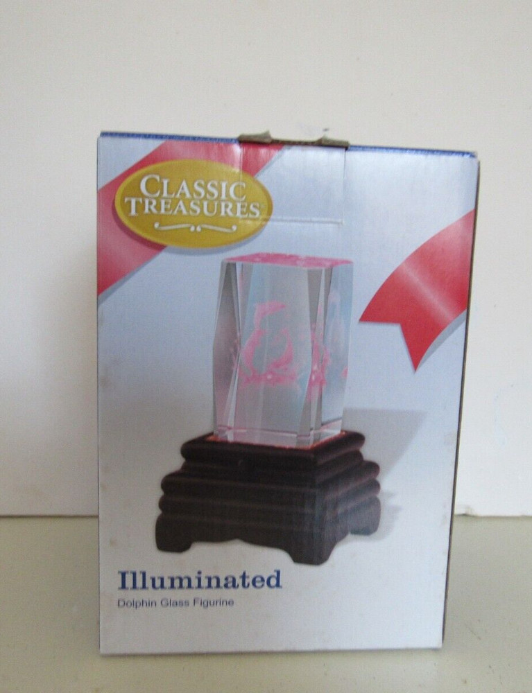 Dolphin glass illuminated 3D laser etched light Classic Treasures