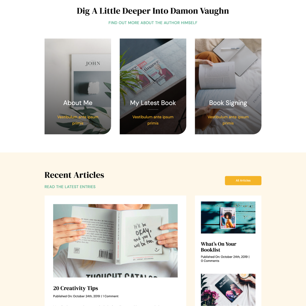 Author Website Design with Free VPS Web Hosting and Installation