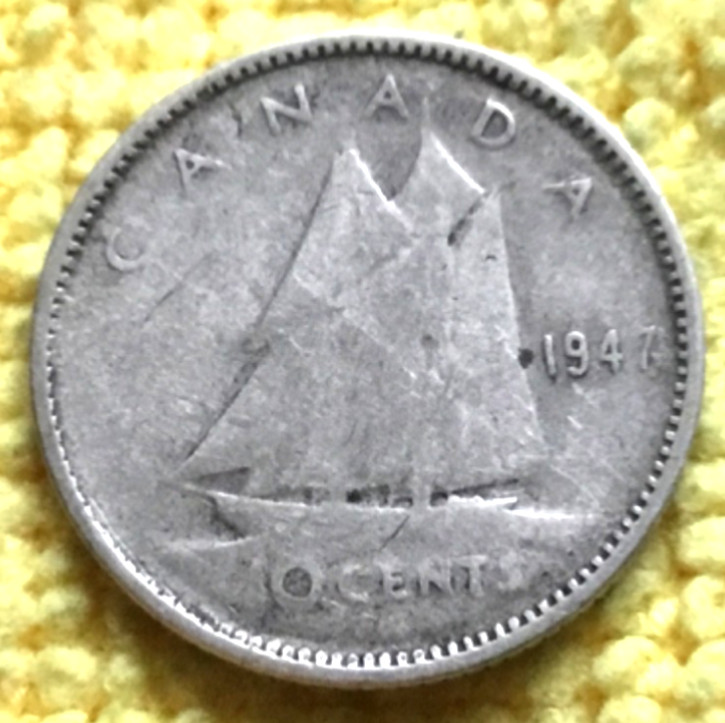 1947 ML Canada 10 Cents 80% Silver KM #43