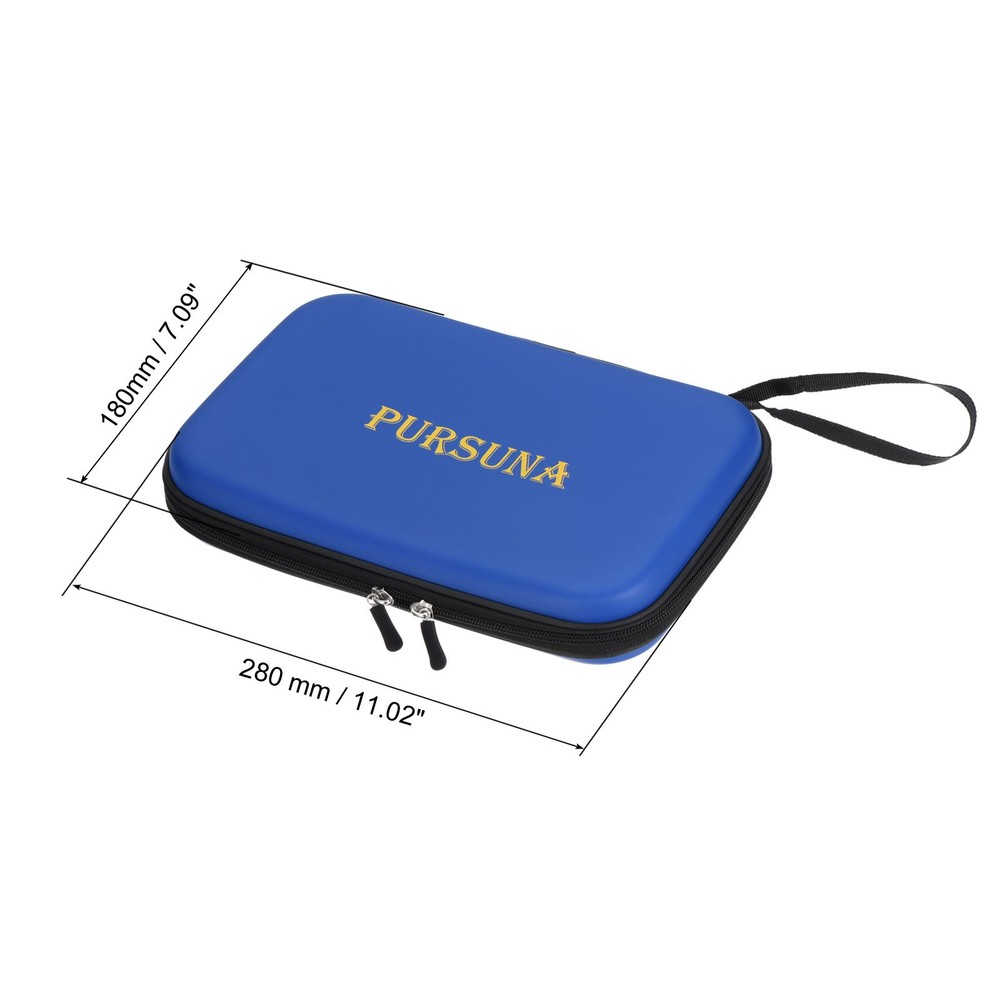 Table Tennis Racket Case Ping Pong Paddle Case Cover Container Bag Square, Blue