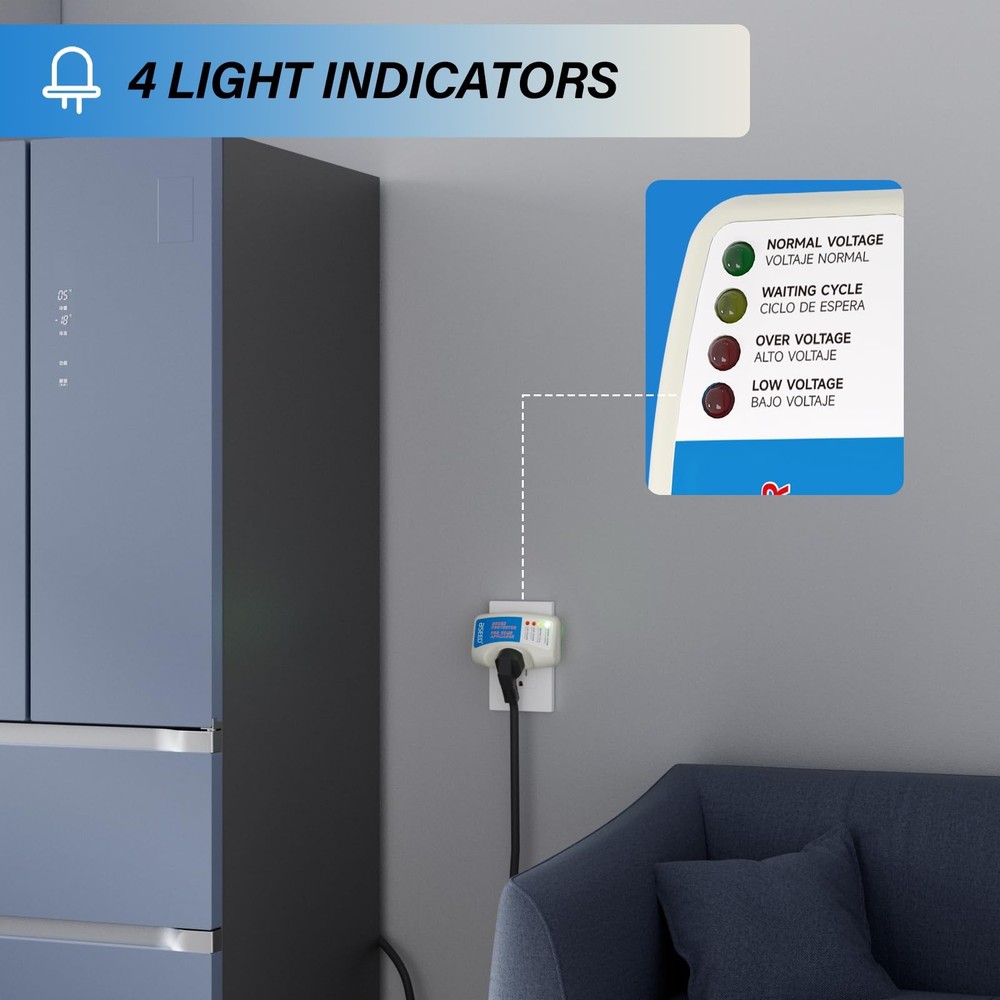 Bseed Surge Protector Power Strip 4 Mode Led Indicators 3 Minute Delay 1 Pack