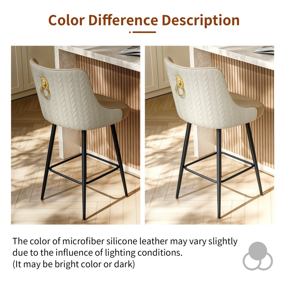 High-end Counter Height Bar Stool Microfiber Leather Upholstered Accent Barstool