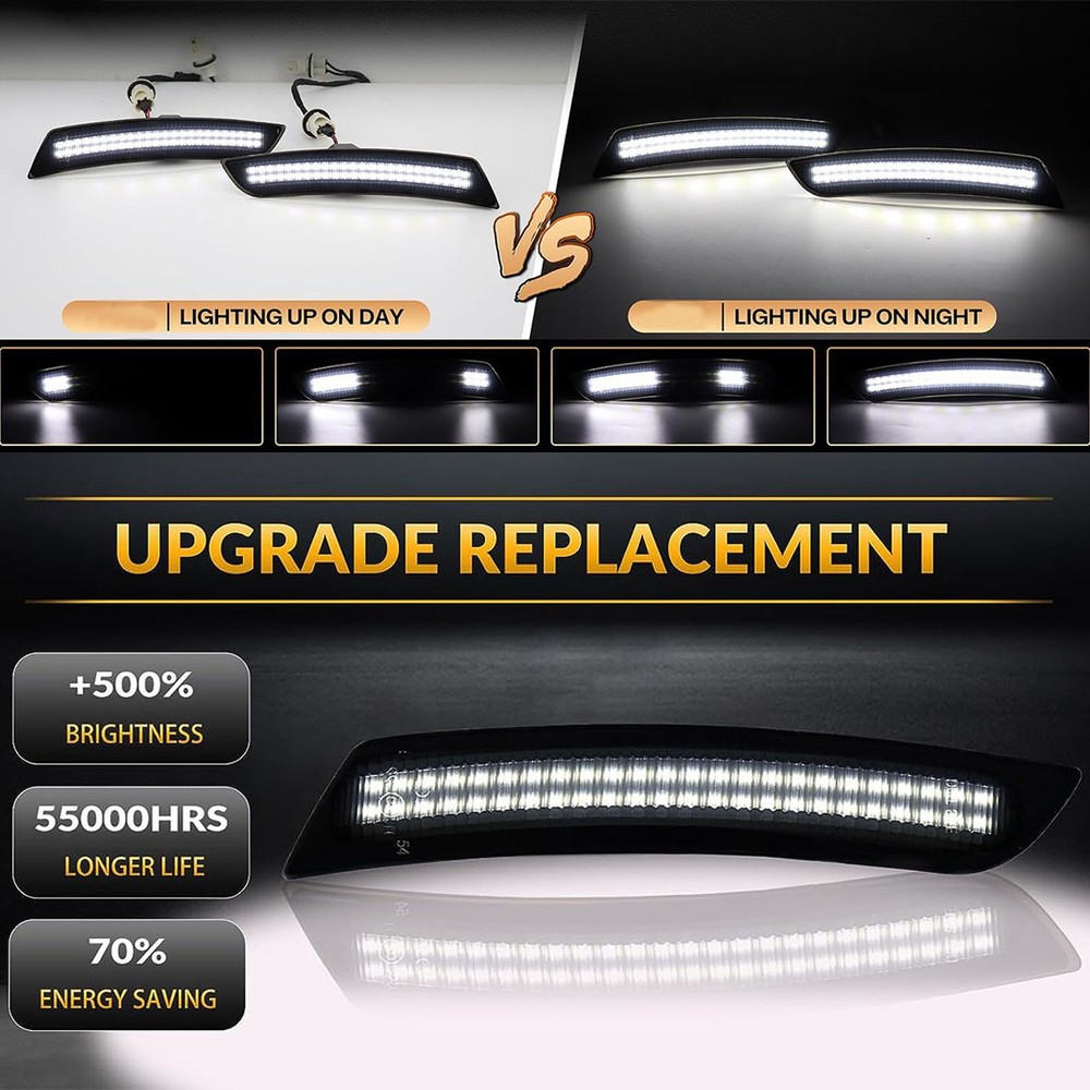 4X Dynamic White LED Side Marker Light Front Rear Set for Chevy Camaro 2016-2023