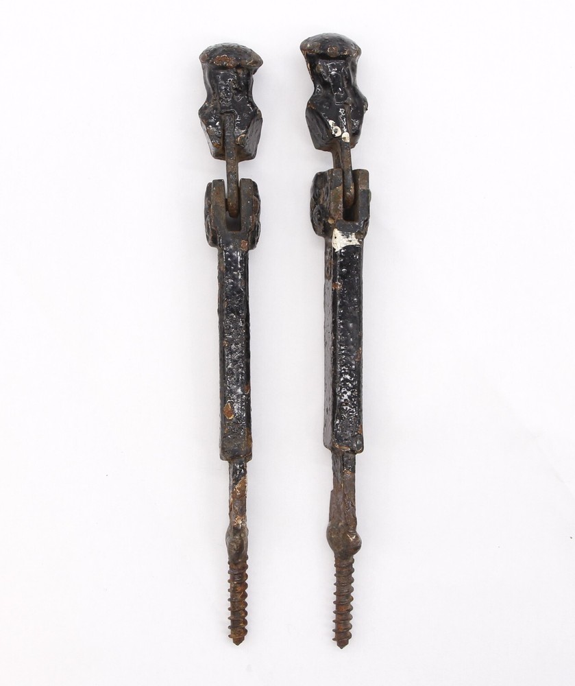 Pair of Antique Figural Cast Iron Window Shutter Drop Pulls