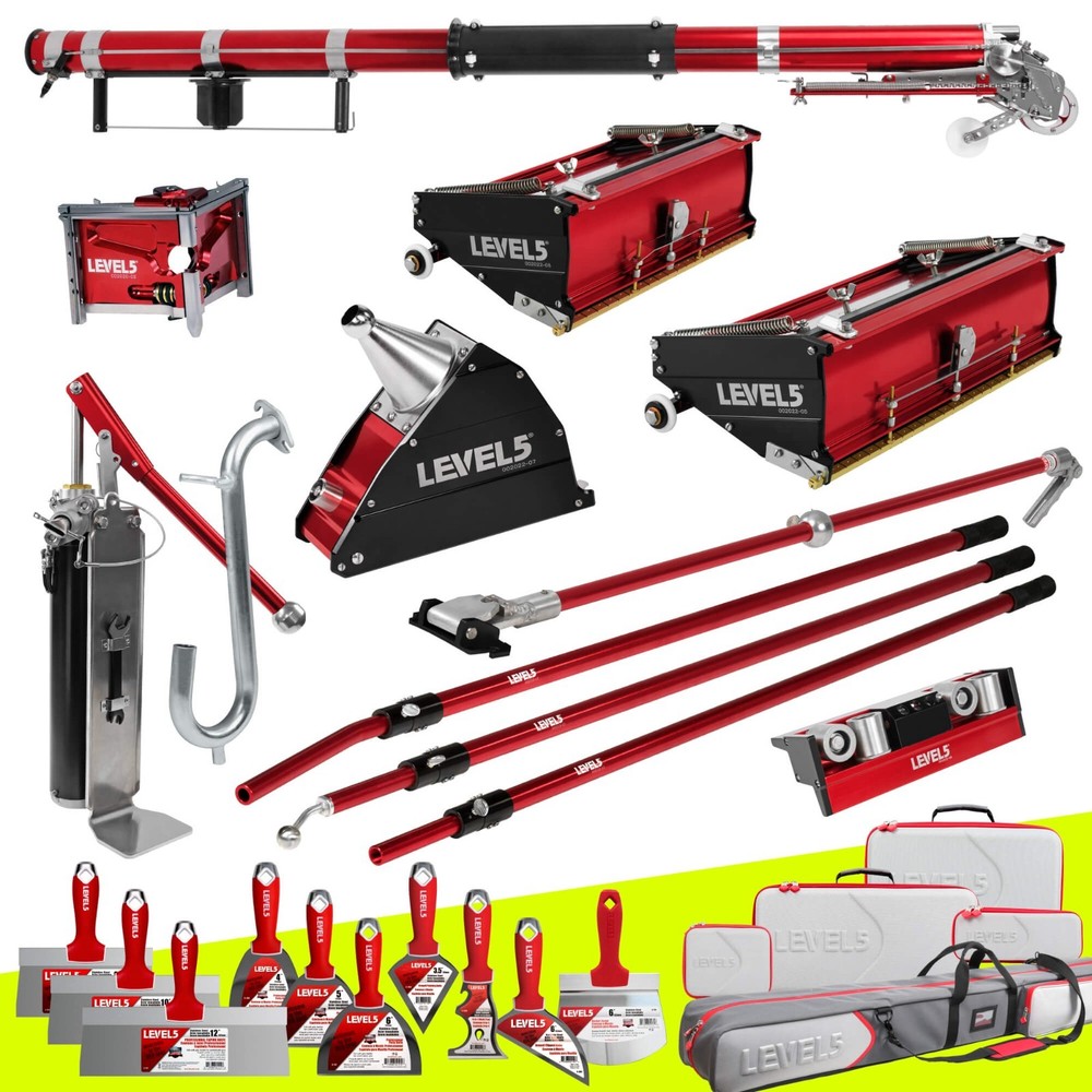 LEVEL5 Drywall Tool Set, Flat Boxes, Automatic Taper & Handles + BONUS | 4-600